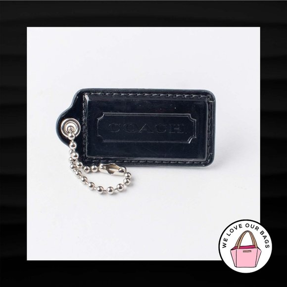 Coach Accessories - 2.5" Large COACH BLACK PATENT LEATHER KEY FOB